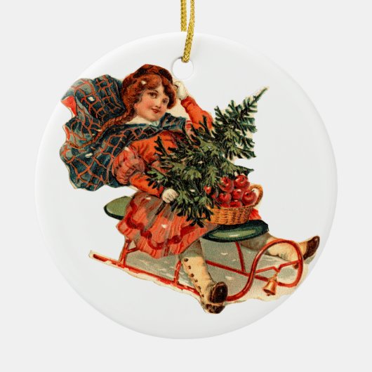 Oude kerst, slaadding keramisch ornament (Voorkant)