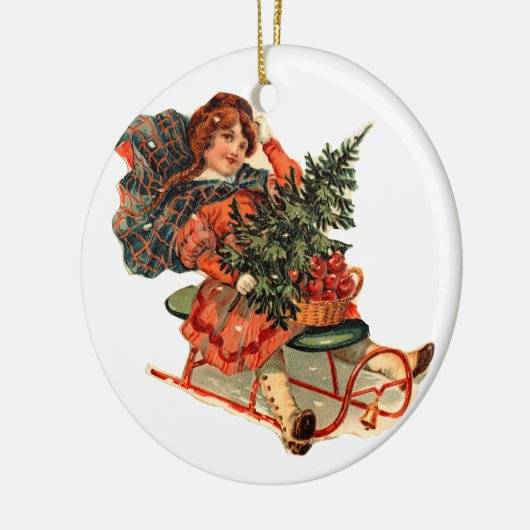 Oude kerst, slaadding keramisch ornament (Links)