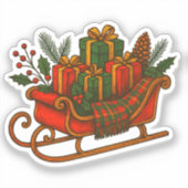 Oude Kerst slee met cadeaus Sticker (Voorkant)