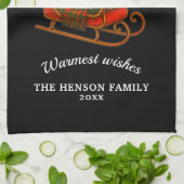 Oude Kerst slee met cadeaus Theedoek (Gevouwen)