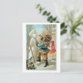 Oude kerst, Snowman Feestdagenkaart (Staand voorkant)