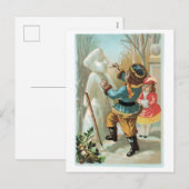 Oude kerst, Snowman Feestdagenkaart (Voorkant / Achterkant)