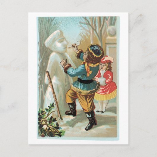 Oude kerst, Snowman Feestdagenkaart (Voorkant)