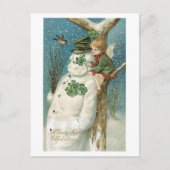 Oude kerst, Snowman Feestdagenkaart (Voorkant)