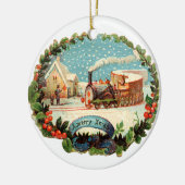 Oude kerst, stoomtrein keramisch ornament (Links)