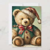 Oude Kerst Teddybeer Feestdagenkaart (Voorkant)