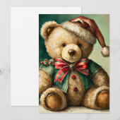 Oude Kerst Teddybeer Feestdagenkaart (Voorkant / Achterkant)