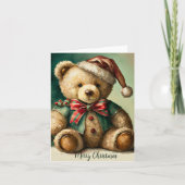 Oude Kerst Teddybeer Kaart (Voorkant)