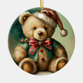 Oude Kerst Teddybeer Keramisch Ornament (Voorkant)
