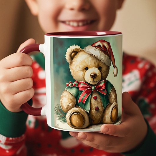 Oude Kerst Teddybeer Mok