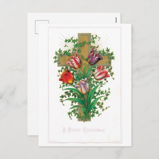 Oude kerst, Tulip Feestdagenkaart (Voorkant / Achterkant)