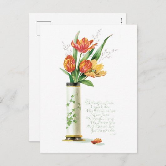 Oude kerst, Tulpen Feestdagenkaart (Voorkant / Achterkant)