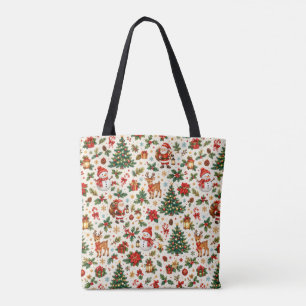 Oude Kerst Vakantie Festieve Patroon Tas