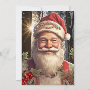 Oude Kerst vakantie Kerstman boslandschap Feestdagenkaart