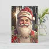 Oude Kerst vakantie Kerstman boslandschap Kaart (Staand voorkant)