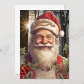 Oude Kerst vakantie Kerstman boslandschap Kaart (Voorkant / Achterkant)