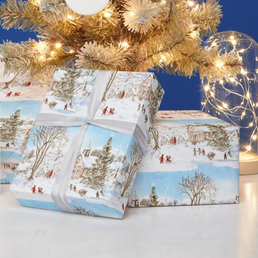 Oude Kerst Verhalenboek Dorp Cadeaupapier (Feestdagen)