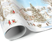 Oude Kerst Verhalenboek Dorp Cadeaupapier (Rol Hoek)