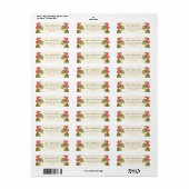 Oude Kerst Waterverf Hulstbladeren Etiket (Full Sheet)