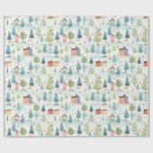 Oude Kerst Winter Landschap Cadeaupapier (Vlak)