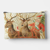 Oude Kerstansichtkaart, Kerstman met Rendieren Etui (Achterkant)