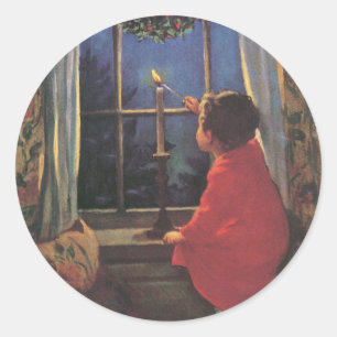 Oude Kerstavond door Jessie Willcox Smith Ronde Sticker