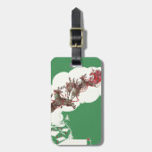 Oude Kerstavond, Retro Kerstman in slee Bagagelabel (Voorkant verticaal)