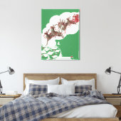 Oude Kerstavond, Retro Kerstman in slee Canvas Afdruk (Insitu (Slaapkamer))