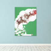 Oude Kerstavond, Retro Kerstman in slee Canvas Afdruk (Insitu (Houten vloer))