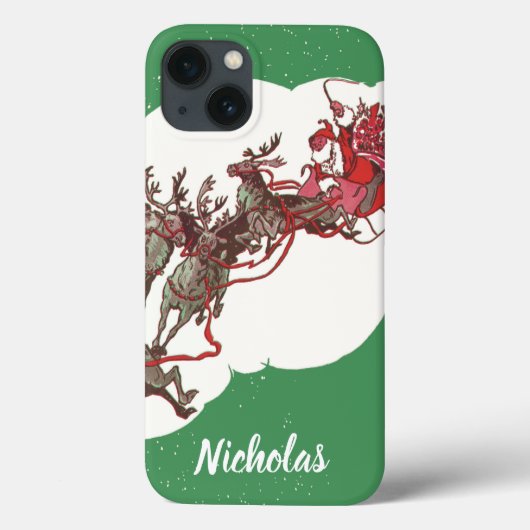 Oude Kerstavond, Retro Kerstman in slee Case-Mate iPhone Case (Achterkant)