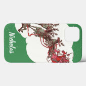 Oude Kerstavond, Retro Kerstman in slee Case-Mate iPhone Case (Achterkant (horizontaal))