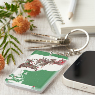 Oude Kerstavond, Retro Kerstman in slee Sleutelhanger