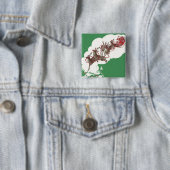 Oude Kerstavond, Retro Kerstman in slee Vierkante Button 5,1 Cm (In situ)