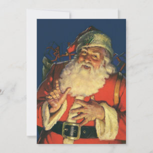 Oude Kerstavond Retro Kerstman Uitnodiging