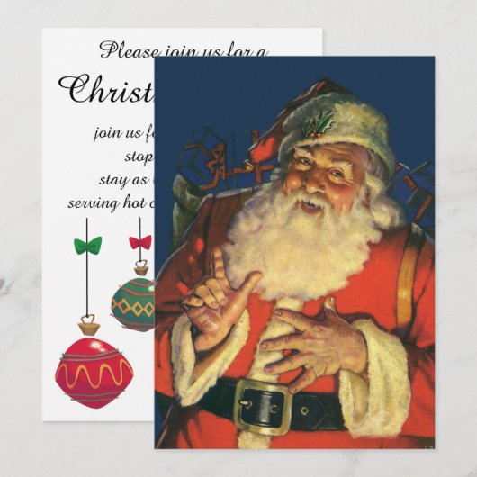 Oude Kerstavond Retro Kerstman Uitnodiging (Voorkant / Achterkant)