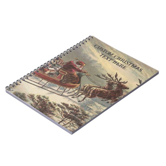Oude Kerstavond Victoriaanse Kerstman Slede Notitieboek (Linkerzijde)