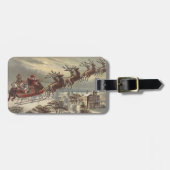 Oude kerstavond Victoriaanse kerstman slee Bagagelabel (Voorkant horizontaal)