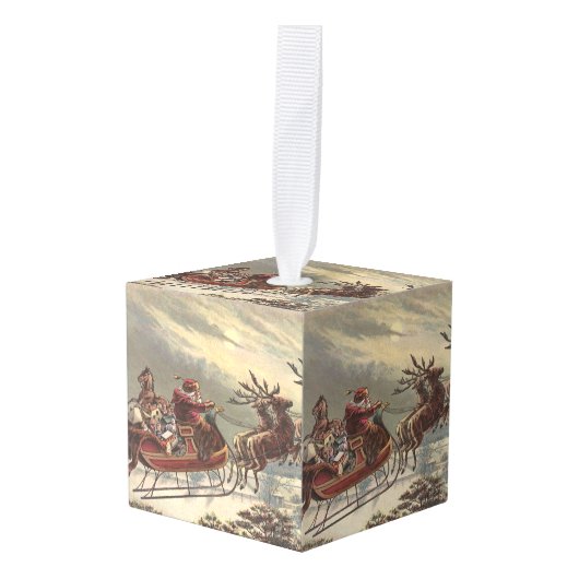 Oude Kerstavond Victoriaanse kerstman slee Decoratie (Voorkant hoekig)