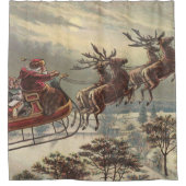 Oude Kerstavond Victoriaanse kerstman slee Douchegordijn (Voorkant)