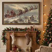 Oude Kerstavond Victoriaanse kerstman slee Poster