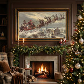 Oude Kerstavond Victoriaanse kerstman slee Poster