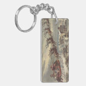 Oude Kerstavond Victoriaanse kerstman slee Sleutelhanger (Voorkant Links)