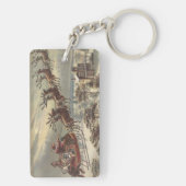 Oude Kerstavond Victoriaanse kerstman slee Sleutelhanger (achterkant)