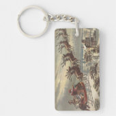 Oude Kerstavond Victoriaanse kerstman slee Sleutelhanger (Voorkant)