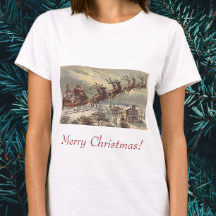 Oude Kerstavond Victoriaanse kerstman slee T-shirt