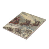 Oude Kerstavond Victoriaanse kerstman slee Tegeltje (Zijkant)