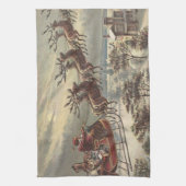 Oude Kerstavond Victoriaanse kerstman slee Theedoek (Verticaal)
