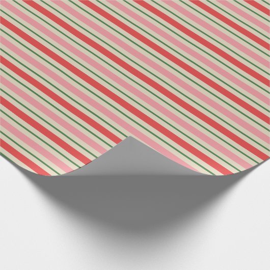 Oude kerstband roze rood cadeaupapier (Hoek)