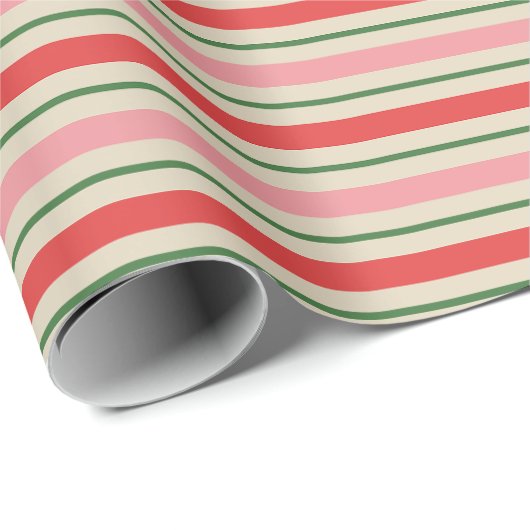 Oude kerstband roze rood cadeaupapier (Rol Hoek)