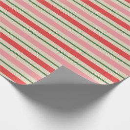 Oude kerstband roze rood cadeaupapier